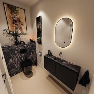 MONDIAZ TURE-DLUX 100cm toiletmeubel Urban. EDEN wastafel Lava positie midden. Zonder kraangat. TUREDX100URBM0LAV