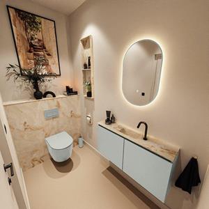 MONDIAZ TURE-DLUX 100cm toiletmeubel Greey. EDEN wastafel Frappe positie midden. Met 1 kraangat. TUREDX100GREM1FRA