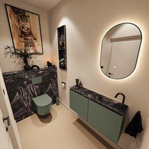 MONDIAZ TURE-DLUX 100cm toiletmeubel Army. EDEN wastafel Lava positie rechts. Met 1 kraangat. TUREDX100ARMR1LAV