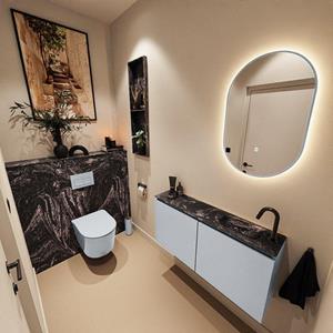 MONDIAZ TURE-DLUX 100cm toiletmeubel Clay. EDEN wastafel Lava positie rechts. Met 1 kraangat. TUREDX100CLAR1LAV