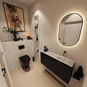 MONDIAZ TURE-DLUX 100cm toiletmeubel Urban. EDEN wastafel Opalo positie rechts. Zonder kraangat. TUREDX100URBR0OPA