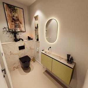 MONDIAZ TURE-DLUX 100cm toiletmeubel Oro. EDEN wastafel Frappe positie links. Zonder kraangat. TUREDX100OROL0FRA