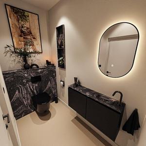 MONDIAZ TURE-DLUX 100cm toiletmeubel Urban. EDEN wastafel Lava positie rechts. Met 1 kraangat. TUREDX100URBR1LAV