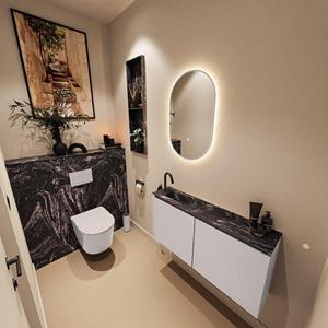 MONDIAZ TURE-DLUX 100cm toiletmeubel Cale. EDEN wastafel Lava positie links. Met 1 kraangat. TUREDX100CALL1LAV