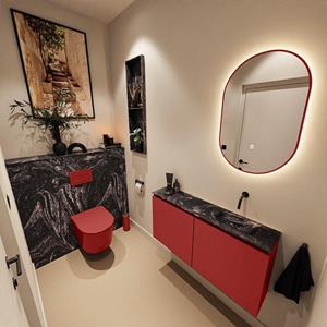 MONDIAZ TURE-DLUX 100cm toiletmeubel Fire. EDEN wastafel Lava positie rechts. Zonder kraangat. TUREDX100FIRR0LAV