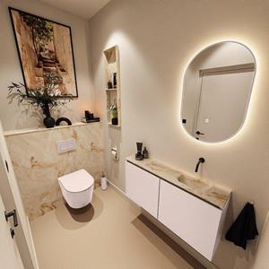 MONDIAZ TURE-DLUX 100cm toiletmeubel Rosee. EDEN wastafel Frappe positie rechts. Zonder kraangat. TUREDX100ROSR0FRA