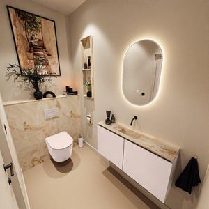 MONDIAZ TURE-DLUX 100cm toiletmeubel Rosee. EDEN wastafel Frappe positie midden. Zonder kraangat. TUREDX100ROSM0FRA