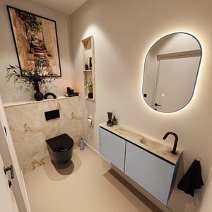 MONDIAZ TURE-DLUX 100cm toiletmeubel Plata. EDEN wastafel Frappe positie rechts. Met 1 kraangat. TUREDX100PLAR1FRA