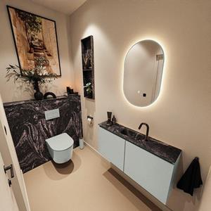 MONDIAZ TURE-DLUX 100cm toiletmeubel Greey. EDEN wastafel Lava positie midden. Met 1 kraangat. TUREDX100GREM1LAV