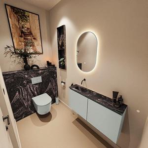 MONDIAZ TURE-DLUX 100cm toiletmeubel Greey. EDEN wastafel Lava positie links. Zonder kraangat. TUREDX100GREL0LAV