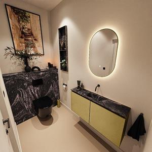 MONDIAZ TURE-DLUX 100cm toiletmeubel Oro. EDEN wastafel Lava positie midden. Zonder kraangat. TUREDX100OROM0LAV