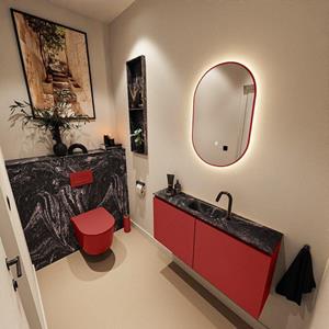 MONDIAZ TURE-DLUX 100cm toiletmeubel Fire. EDEN wastafel Lava positie midden. Met 1 kraangat. TUREDX100FIRM1LAV