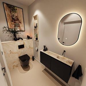 MONDIAZ TURE-DLUX 100cm toiletmeubel Urban. EDEN wastafel Frappe positie rechts. Zonder kraangat. TUREDX100URBR0FRA