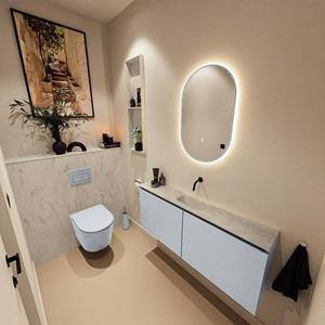 Mondiaz TURE-DLUX 120cm toiletmeubel Clay. EDEN wastafel Opalo positie midden. Zonder kraangat. TUREDX120CLAM0OPA