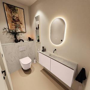 Mondiaz TURE-DLUX 120cm toiletmeubel Rosee. EDEN wastafel Opalo positie midden. Zonder kraangat. TUREDX120ROSM0OPA