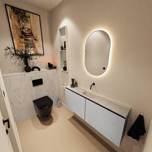 Mondiaz TURE-DLUX 120cm toiletmeubel Plata. EDEN wastafel Opalo positie midden. Zonder kraangat. TUREDX120PLAM0OPA