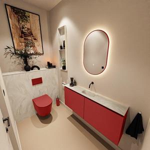 Mondiaz TURE-DLUX 120cm toiletmeubel Fire. EDEN wastafel Ostra positie midden. Zonder kraangat. TUREDX120FIRM0OST