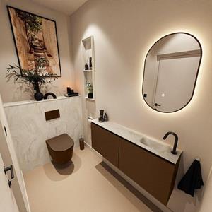 Mondiaz TURE-DLUX 120cm toiletmeubel Rust. EDEN wastafel Ostra positie rechts. Met 1 kraangat. TUREDX120RUSR1OST