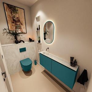 Mondiaz TURE-DLUX 120cm toiletmeubel Smag. EDEN wastafel Ostra positie links. Zonder kraangat. TUREDX120SMAL0OST