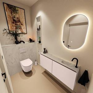 Mondiaz TURE-DLUX 120cm toiletmeubel Rosee. EDEN wastafel Opalo positie rechts. Met 1 kraangat. TUREDX120ROSR1OPA