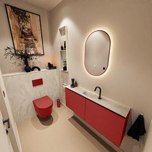 Mondiaz TURE-DLUX 120cm toiletmeubel Fire. EDEN wastafel Ostra positie midden. Met 1 kraangat. TUREDX120FIRM1OST