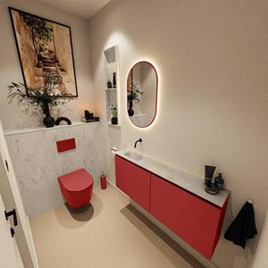 Mondiaz TURE-DLUX 120cm toiletmeubel Fire. EDEN wastafel Opalo positie links. Zonder kraangat. TUREDX120FIRL0OPA