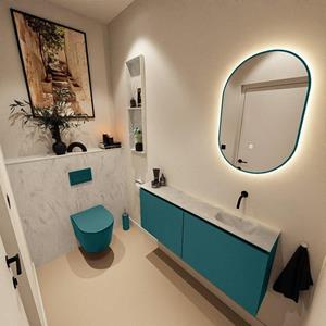 Mondiaz TURE-DLUX 120cm toiletmeubel Smag. EDEN wastafel Opalo positie rechts. Zonder kraangat. TUREDX120SMAR0OPA