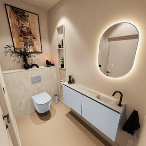 Mondiaz TURE-DLUX 120cm toiletmeubel Clay. EDEN wastafel Ostra positie rechts. Met 1 kraangat. TUREDX120CLAR1OST