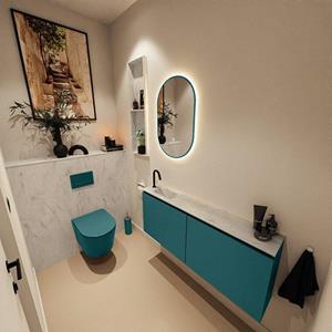 Mondiaz TURE-DLUX 120cm toiletmeubel Smag. EDEN wastafel Opalo positie links. Met 1 kraangat. TUREDX120SMAL1OPA