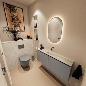 Mondiaz TURE-DLUX 120cm toiletmeubel Smoke. EDEN wastafel Ostra positie midden. Zonder kraangat. TUREDX120SMOM0OST