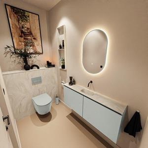 Mondiaz TURE-DLUX 120cm toiletmeubel Greey. EDEN wastafel Ostra positie midden. Zonder kraangat. TUREDX120GREM0OST