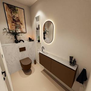 Mondiaz TURE-DLUX 120cm toiletmeubel Rust. EDEN wastafel Opalo positie links. Met 1 kraangat. TUREDX120RUSL1OPA