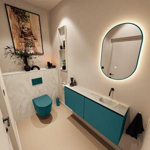 Mondiaz TURE-DLUX 120cm toiletmeubel Smag. EDEN wastafel Ostra positie rechts. Zonder kraangat. TUREDX120SMAR0OST