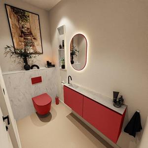 Mondiaz TURE-DLUX 120cm toiletmeubel Fire. EDEN wastafel Opalo positie links. Met 1 kraangat. TUREDX120FIRL1OPA