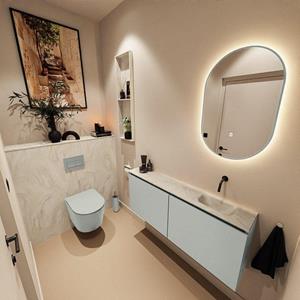 Mondiaz TURE-DLUX 120cm toiletmeubel Greey. EDEN wastafel Ostra positie rechts. Zonder kraangat. TUREDX120GRER0OST