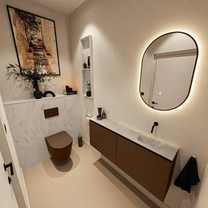 Mondiaz TURE-DLUX 120cm toiletmeubel Rust. EDEN wastafel Opalo positie rechts. Zonder kraangat. TUREDX120RUSR0OPA