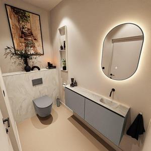 Mondiaz TURE-DLUX 120cm toiletmeubel Smoke. EDEN wastafel Ostra positie rechts. Zonder kraangat. TUREDX120SMOR0OST