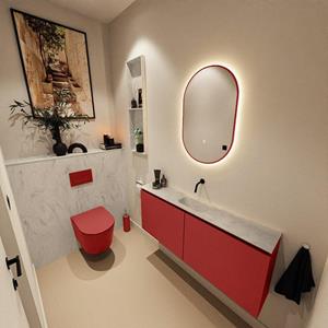 Mondiaz TURE-DLUX 120cm toiletmeubel Fire. EDEN wastafel Opalo positie midden. Zonder kraangat. TUREDX120FIRM0OPA