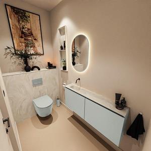 Mondiaz TURE-DLUX 120cm toiletmeubel Greey. EDEN wastafel Ostra positie links. Zonder kraangat. TUREDX120GREL0OST