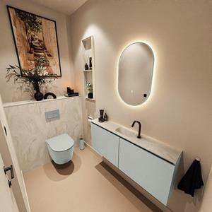 Mondiaz TURE-DLUX 120cm toiletmeubel Greey. EDEN wastafel Ostra positie midden. Met 1 kraangat. TUREDX120GREM1OST