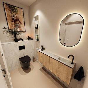 Mondiaz TURE-DLUX 120cm toiletmeubel Washed Oak. EDEN wastafel Ostra positie rechts. Met 1 kraangat. TUREDX120WASR1OST