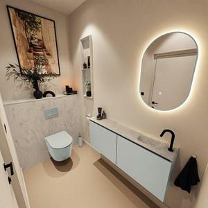 Mondiaz TURE-DLUX 120cm toiletmeubel Greey. EDEN wastafel Opalo positie rechts. Met 1 kraangat. TUREDX120GRER1OPA