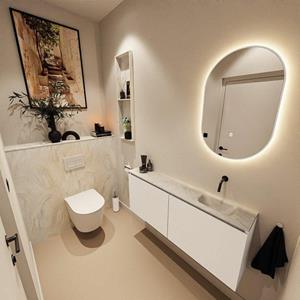 Mondiaz TURE-DLUX 120cm toiletmeubel Talc. EDEN wastafel Ostra positie rechts. Zonder kraangat. TUREDX120TALR0OST