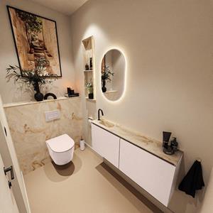 Mondiaz TURE-DLUX 120cm toiletmeubel Rosee. EDEN wastafel Frappe positie links. Met 1 kraangat. TUREDX120ROSL1FRA