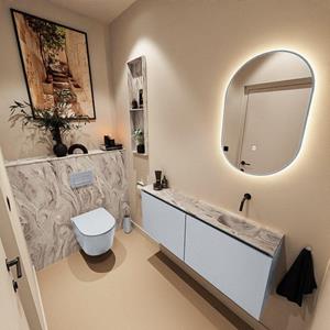 Mondiaz TURE-DLUX 120cm toiletmeubel Clay. EDEN wastafel Glace positie rechts. Zonder kraangat. TUREDX120CLAR0GLA