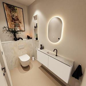 Mondiaz TURE-DLUX 120cm toiletmeubel Talc. EDEN wastafel Ostra positie midden. Met 1 kraangat. TUREDX120TALM1OST