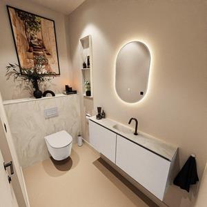 Mondiaz TURE-DLUX 120cm toiletmeubel Linen. EDEN wastafel Ostra positie midden. Met 1 kraangat. TUREDX120LINM1OST