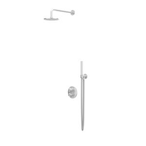 IVY Tribe Regendoucheset - inbouw - 2-weg stop-omstel - 20cm plafondbuis - 20cm medium hoofddouche rond - glijstang met uitlaat - 150cm doucheslang - staafmodel handdouche - RVS316 - geborsteld CST2IX