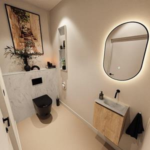 Mondiaz TURE-DLUX Toiletmeubel - 40cm - Washed Oak - EDEN - wastafel Opalo - positie rechts - Zonder kraangat TUREDX40WASR0OPA