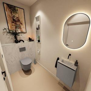 Mondiaz TURE-DLUX Toiletmeubel - 40cm - Smoke - EDEN - wastafel Opalo - positie midden - Zonder kraangat TUREDX40SMOM0OPA